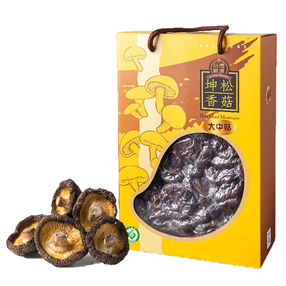 【KUN SONG 坤松香菇】大中香菇禮盒(4cm以上大中菇 首露冬菇  momo獨家)