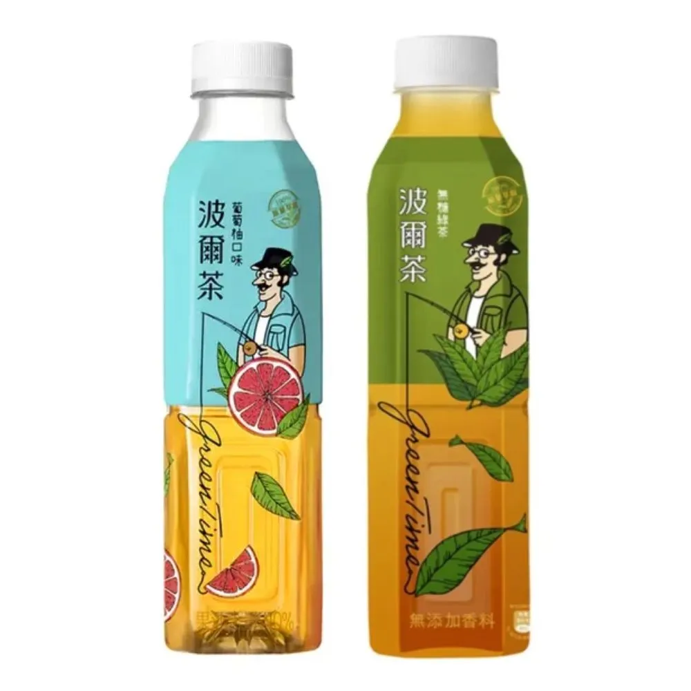 【金車/伯朗】波爾茶-無糖綠茶x580mlx24入/箱+葡萄柚x580mlx24入/箱(共48入)  (TQF微笑標章)