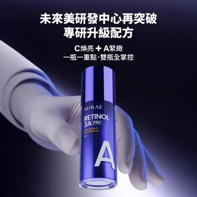 【MIRAE 未來美】PRO+早C晚A★(3A A醇煥膚緊緻精華+2C 維他命C美白淡斑精華)