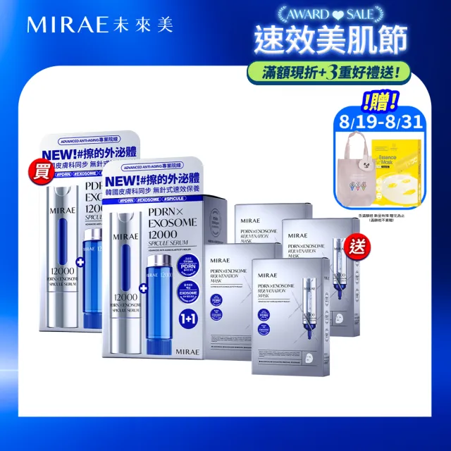 【MIRAE 未來美】專業院線韓國PDRN+牛奶外泌體精華液x2+PDRN面膜x4