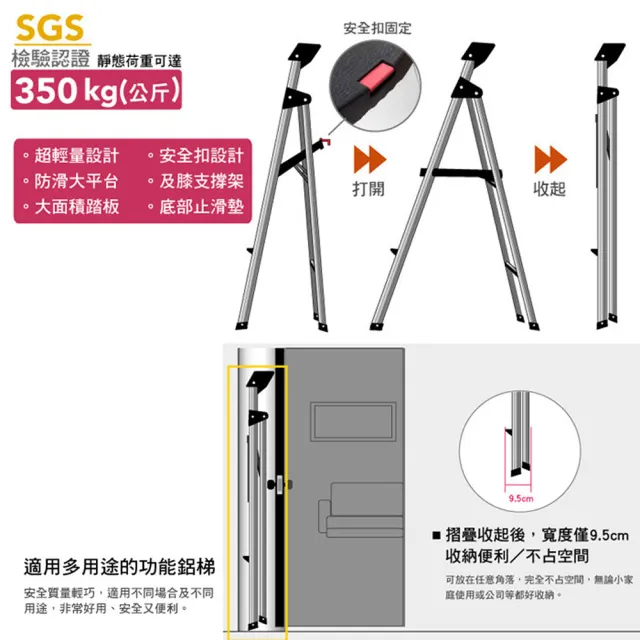 【UdiLife】四階大平台多功能鋁梯(SGS認證耐重350KG 工作梯/人字梯/直梯/伸縮梯/梯子/折疊梯/工作梯)