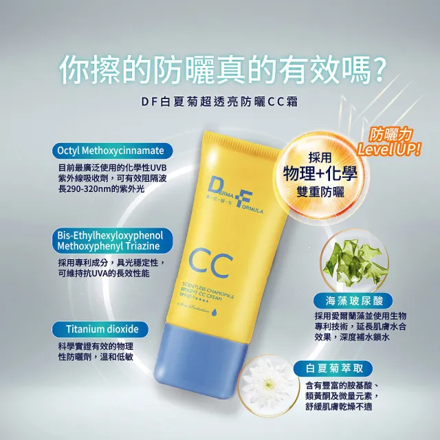 【DF 美肌醫生】白夏菊超透亮防曬CC霜40ml 二入組