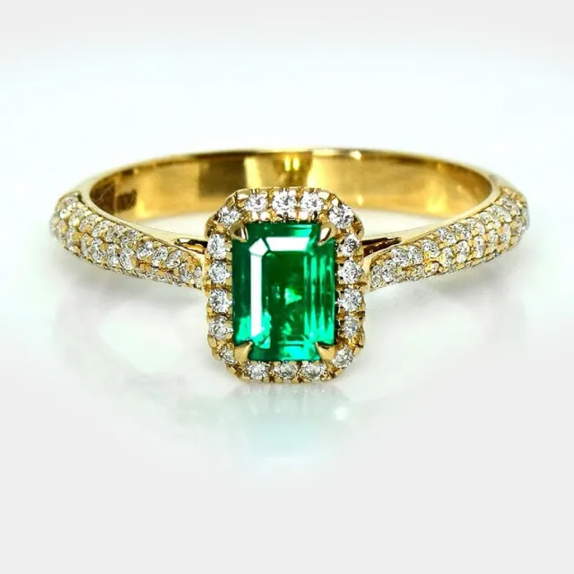 【似曾國際珠寶】現貨新款 IGI 14K金 0.59克拉 Emerald Cut 微油 天然祖母綠戒指