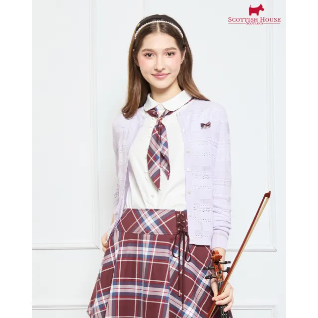 【SCOTTISH HOUSE】緹花開襟長袖針織-丈青/淺紫 CJYB1426