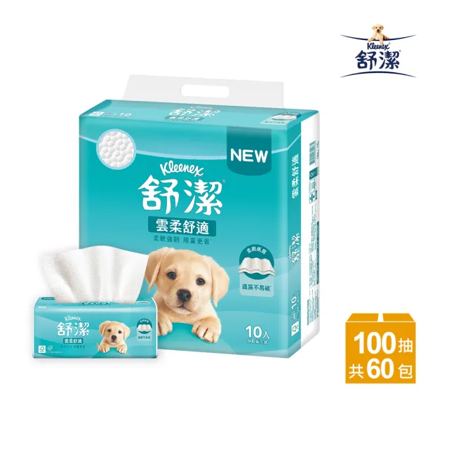 【Kleenex 舒潔】雲柔舒適抽取衛生紙 100抽x60包*2箱
