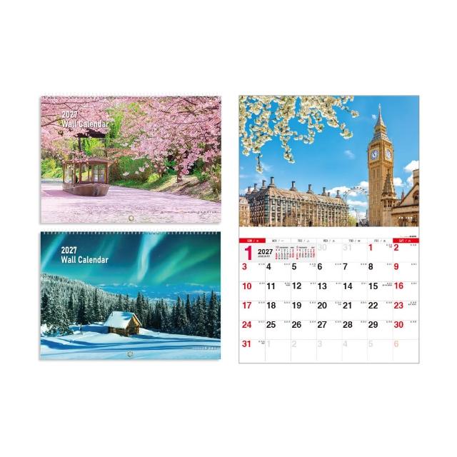 【珠友】2027年A3吊掛式月曆/風景(掛曆/壁掛行事曆/風景寫真/掛壁貼牆/大版面/大格記事)