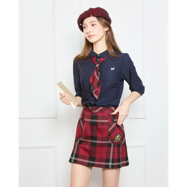 【SCOTTISH HOUSE】TR皇冠狗後鬆緊短裙-紅黑格/酒紅綠格 CJYB2104