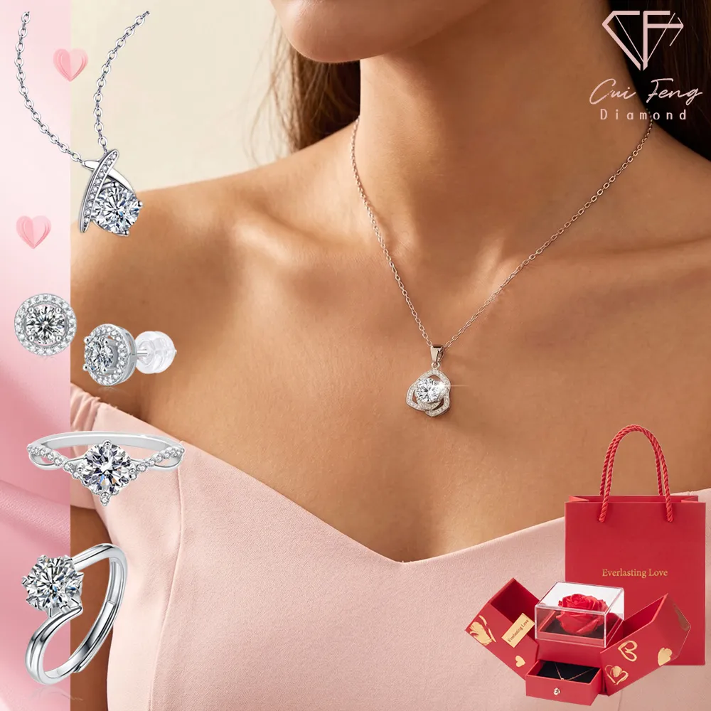 【CF Diamond】七夕情人節｜送禮首選 精美鑽飾 (莫桑鑽 1克 鑽石 項鏈 女戒 戒指  生日禮物 求婚)
