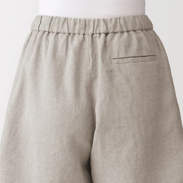 【MUJI 無印良品】女亞麻水洗短褲(黑色/原色/煙燻橘)