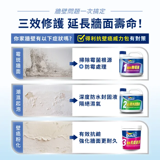 【得利】Dulux官方旗艦店★壁癌包+小面積工具組(油漆 DIY 老屋翻新)