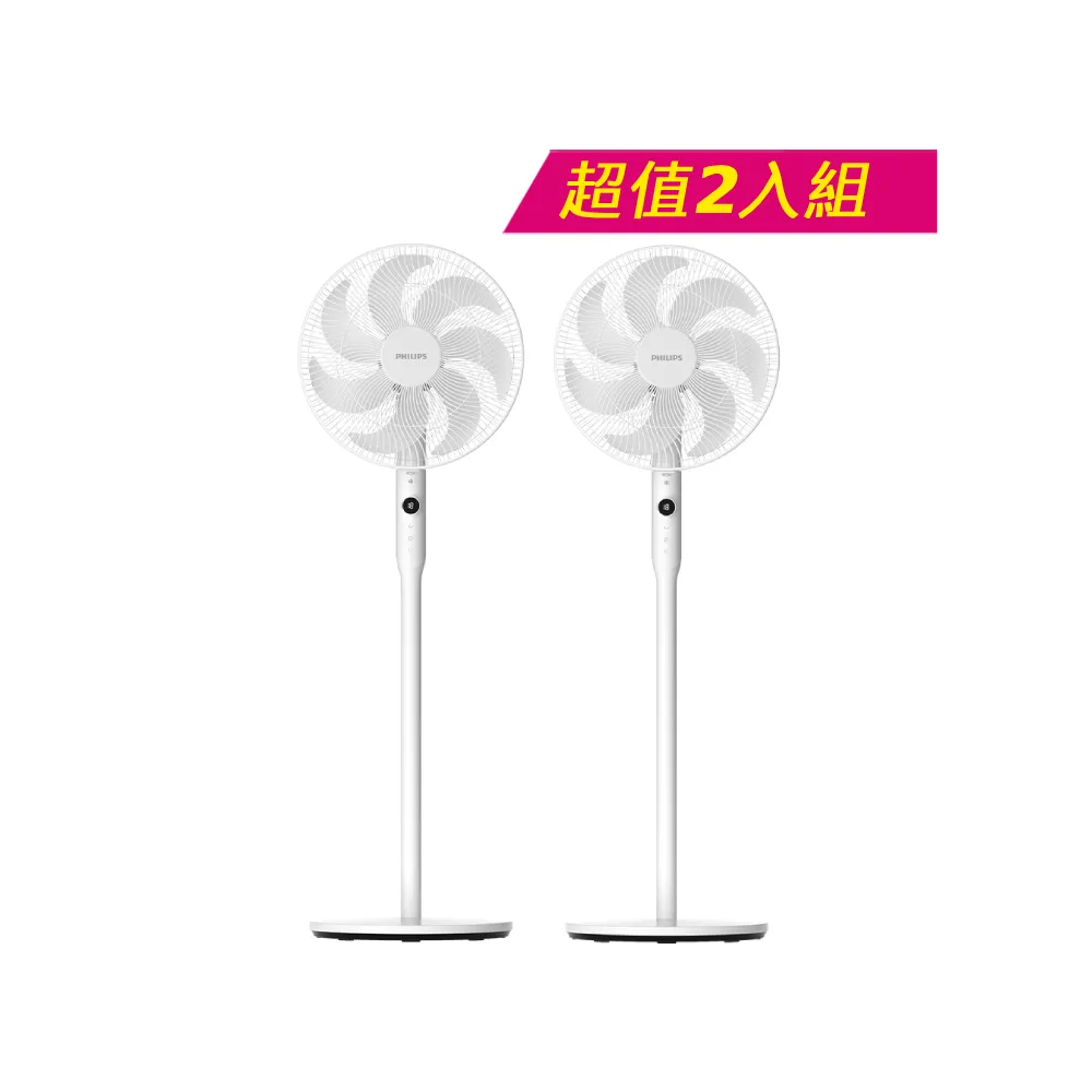 【Philips 飛利浦】超值2入組-16吋 定時 可調3段高度 DC智能變頻風扇 7片扇葉設計-檯立兩用(ACR3162SFD)