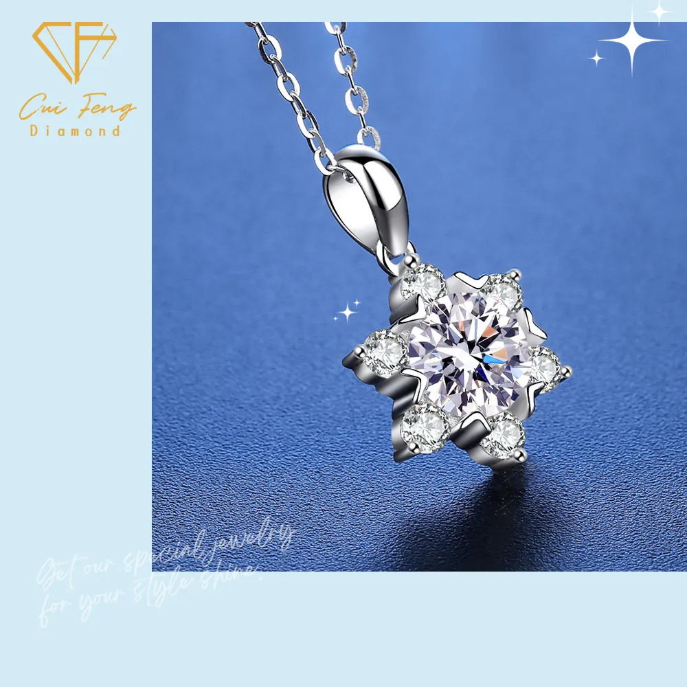 【CF Diamond】項鍊 莫桑鑽《星光雪花》(1克拉 七夕情人節 鑽石 項鏈  生日禮物)