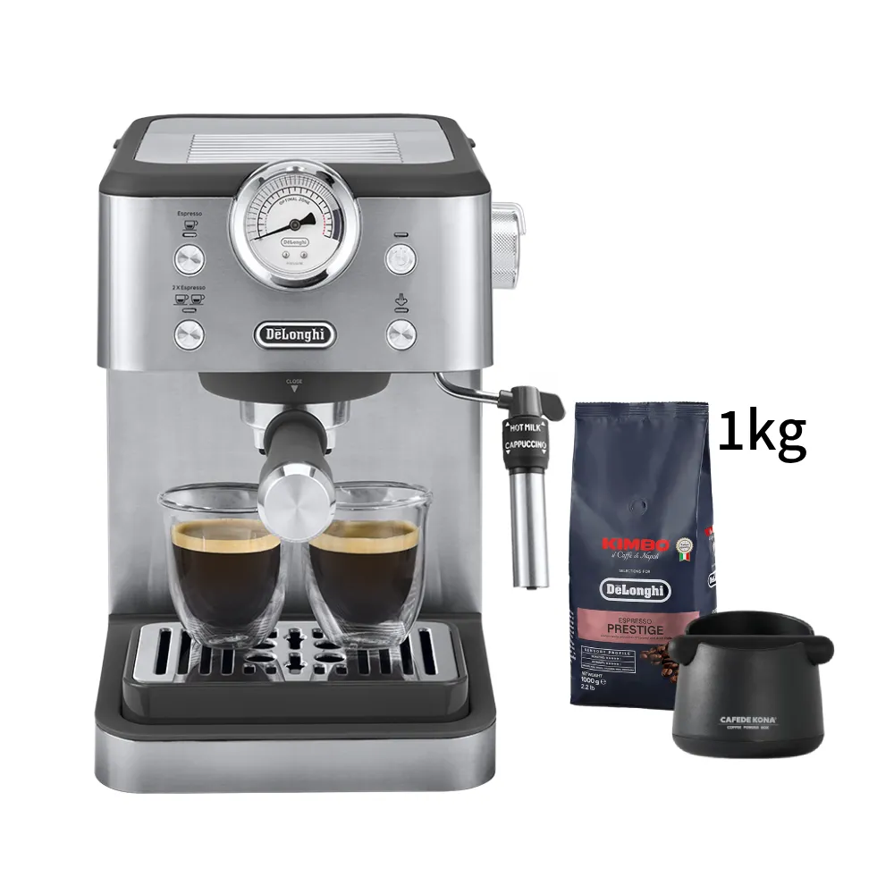 【Delonghi 迪朗奇】官方直營 EM450M 半自動義式咖啡機(+咖啡豆配件套組)