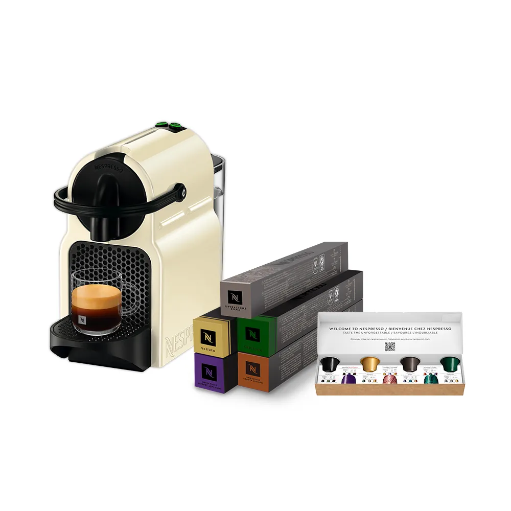 【Nespresso】膠囊咖啡機 Inissia _香草黃 奶茶色 送禮 入厝 全自動咖啡機(義式咖啡館50顆組)