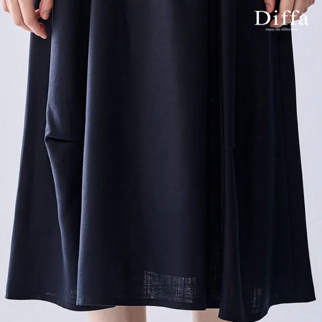 【Diffa】六片剪裁車褶鬆緊腰長寬裙-女