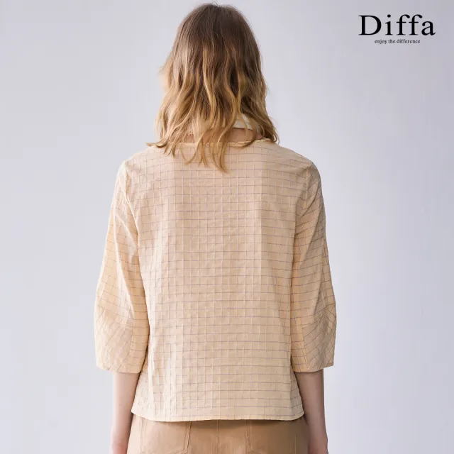 【Diffa】桔格織紋七分袖上衣-女