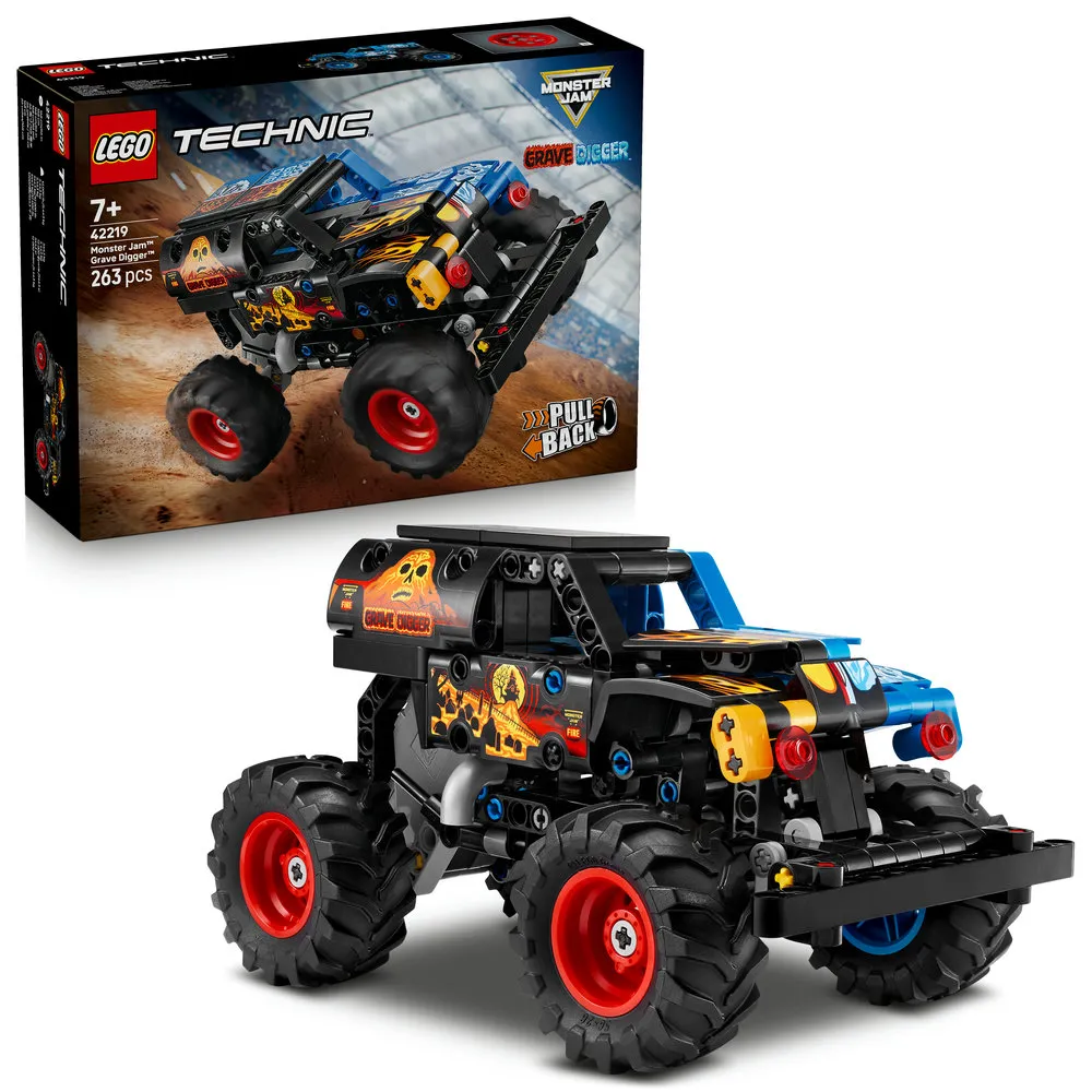 【LEGO 樂高】科技系列 42219 Monster Jam Grave Digger 火與冰(怪獸卡車 迴力車玩具 積木 玩具)