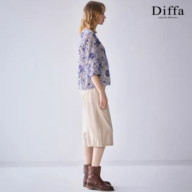 【Diffa】速乾防曬後腰鬆緊七分褲-女