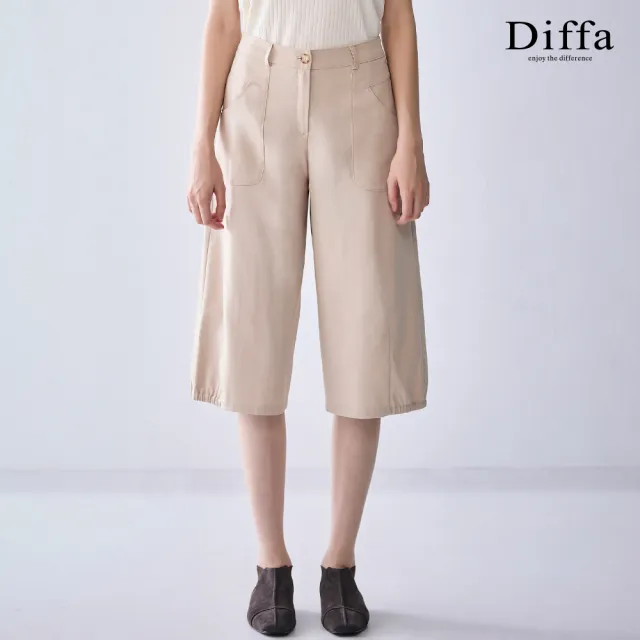 【Diffa】速乾防曬後腰鬆緊七分褲-女