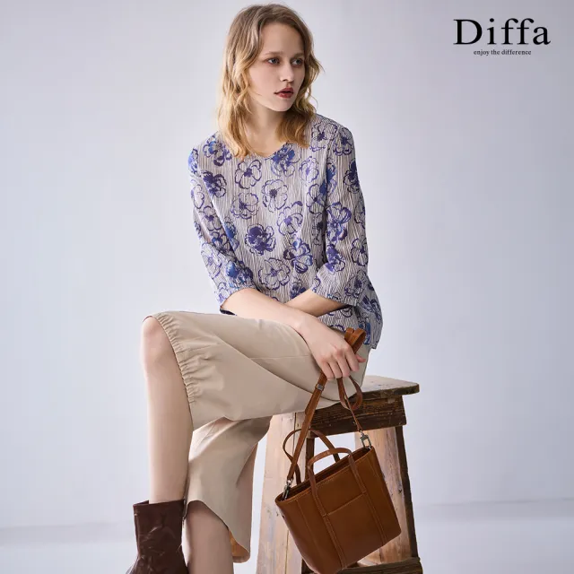 【Diffa】速乾防曬後腰鬆緊七分褲-女