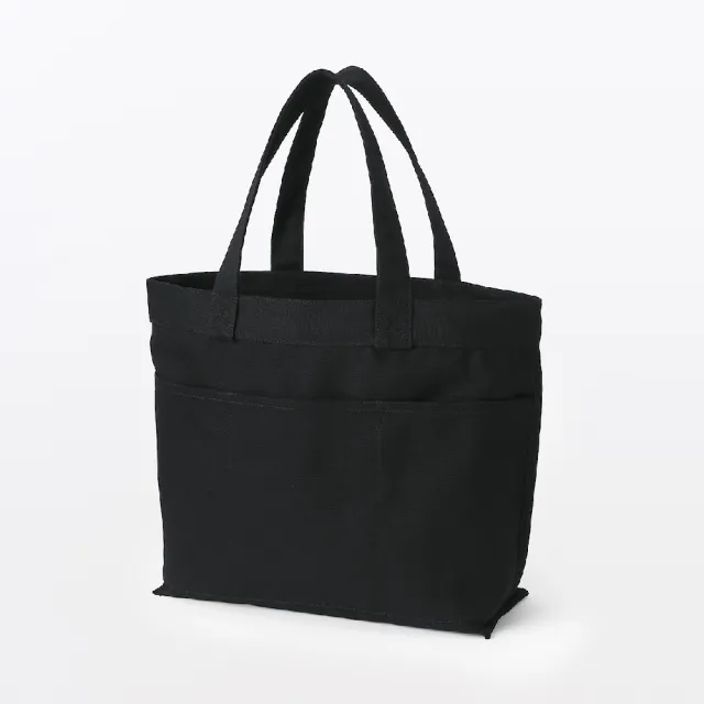 【MUJI 無印良品】帆布橫型托特包(黑色/原色/深藍/摩卡棕) 高31×寬46×底14cm