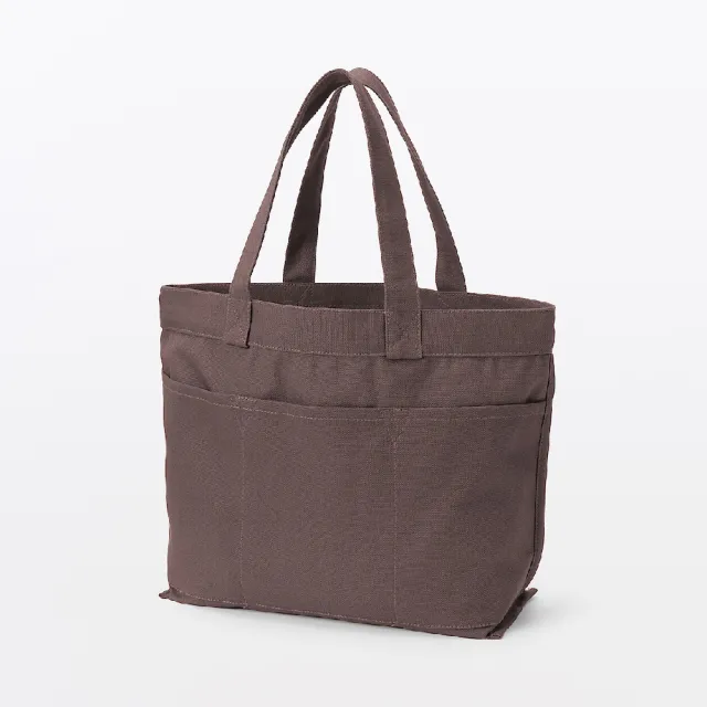 【MUJI 無印良品】帆布橫型托特包(黑色/原色/深藍/摩卡棕) 高31×寬46×底14cm