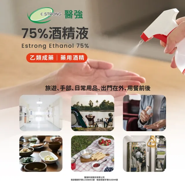 【醫強】75%酒精液1000ml 1瓶(1000ml/瓶+酒精專用壓頭X1)