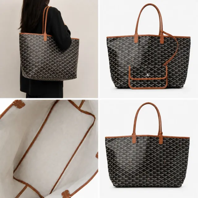 【GOYARD 高雅德】PM 經典滾邊 防水帆布 棕色 子母包 購物包 托特包 側肩包