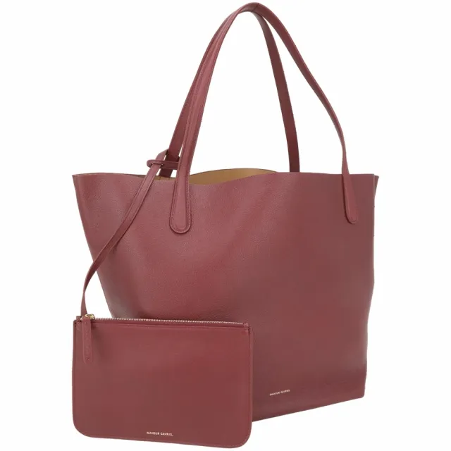 【MANSUR GAVRIEL】Everyday Soft 柔軟小牛皮肩背托特包-附萬用包(酒紅 手提包 單肩包)