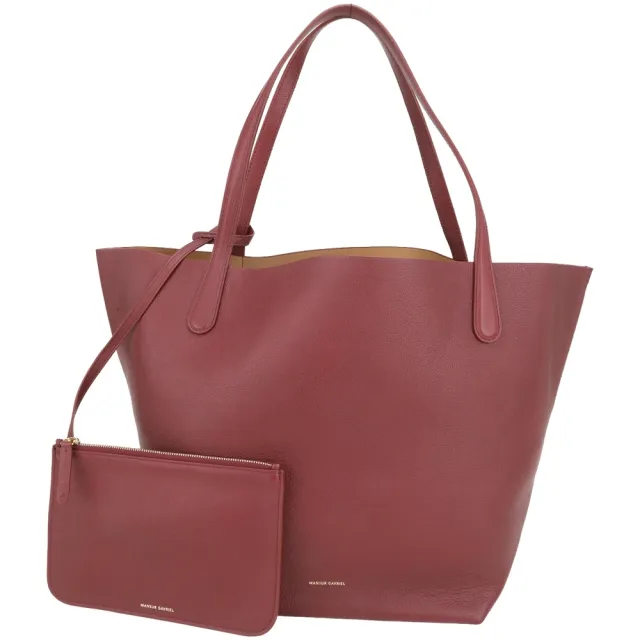【MANSUR GAVRIEL】Everyday Soft 柔軟小牛皮肩背托特包-附萬用包(酒紅 手提包 單肩包)