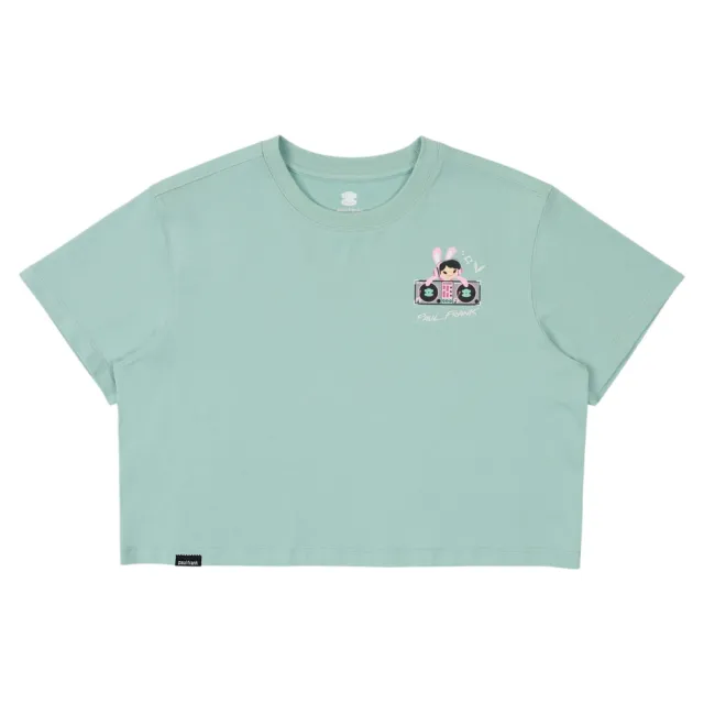【Paul Frank 大嘴猴】官方直營 Vivian徐若瑄聯名系列-狠狠愛短版T恤 薄荷綠色