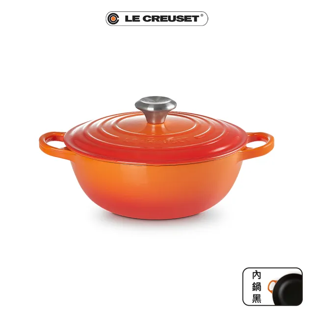 【Le Creuset】典藏琺瑯鑄鐵鍋媽咪鍋24cm(火焰橘)