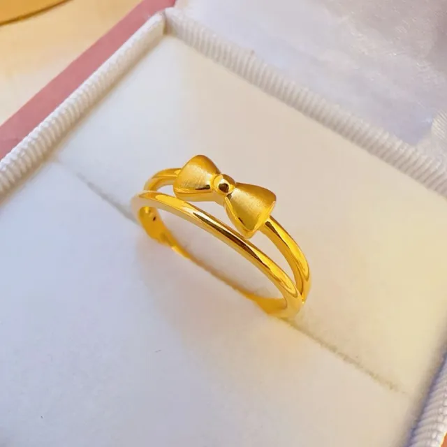 【儒家珠寶】黃金戒指 9999 雙圈蝴蝶結 復古方塊 復古愛心 鉚釘 豬鼻子 繩結 麥穗 (0.161錢正負0.01錢)