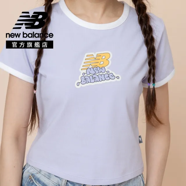 【NEW BALANCE】NB 撞色合身短袖上衣_女性_杏/芋泥紫/白_WT62B6CTLIN_WT62B6CTSMV(美版 版型偏大)
