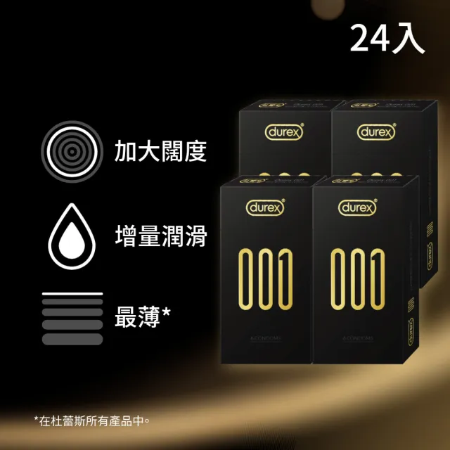 【Durex 杜蕾斯】001水性PU衛生套標準裝4盒(共24入 保險套/衛生套/避孕套/安全套/避孕/保險套推薦)