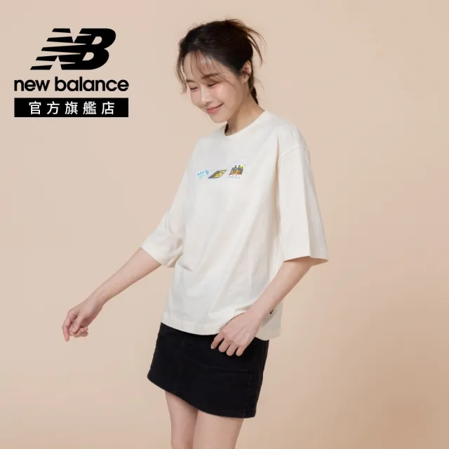 【NEW BALANCE】NB 趣味插畫短T_女性_杏/白_WT62C1ZULIN_WT62C1ZUWT(美版 版型偏大)