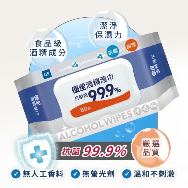【US BABY 優生】超厚型抗菌酒精濕巾80抽(24包)