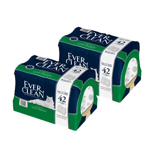 【EverClean 藍鑽】強效低敏除臭貓砂42磅(LB)-2入組(美規)