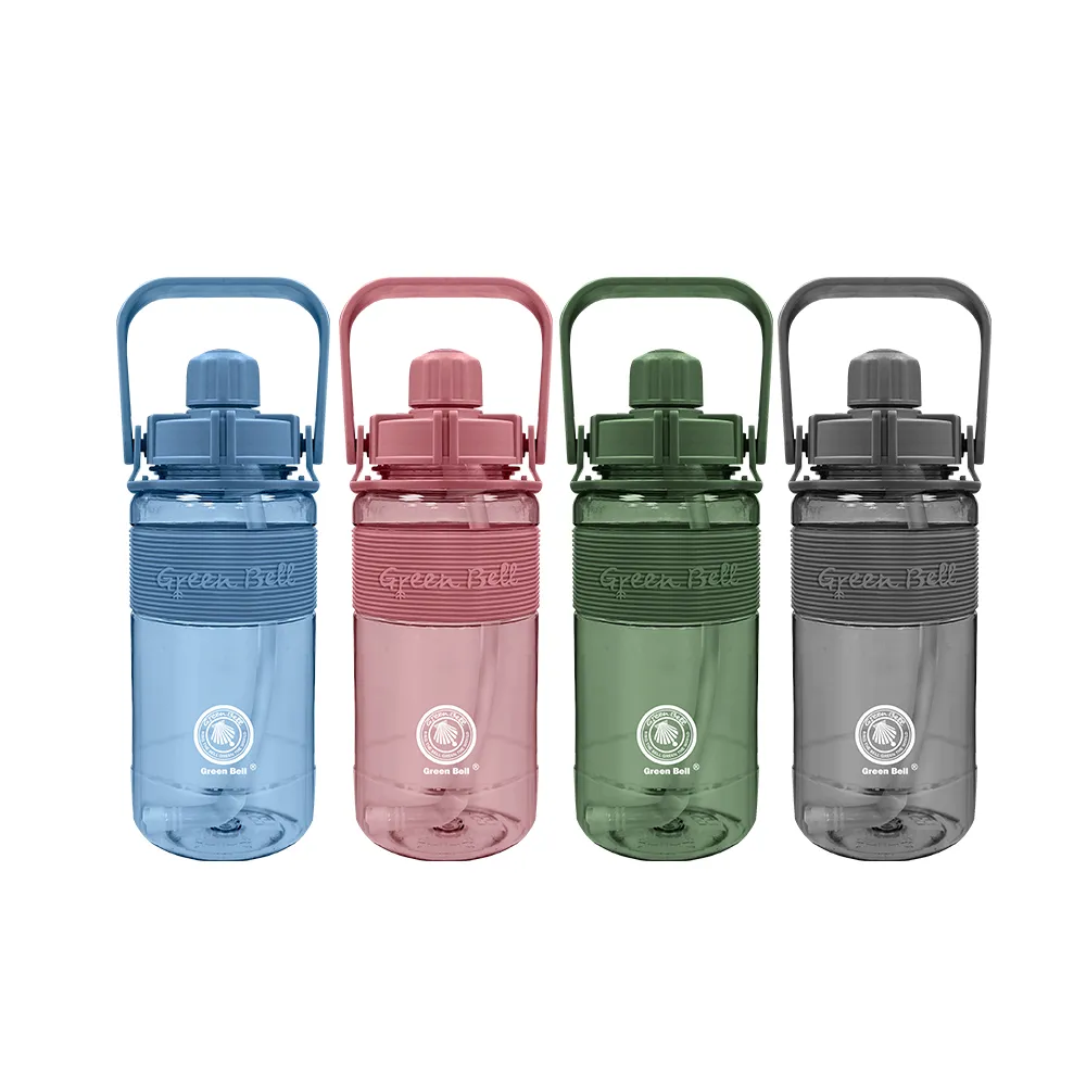 【GREEN BELL 綠貝】手提彈跳吸管運動太空水壺1500ml-附背帶(大容量 提把 耐摔 寬口 健身 不含BPA)