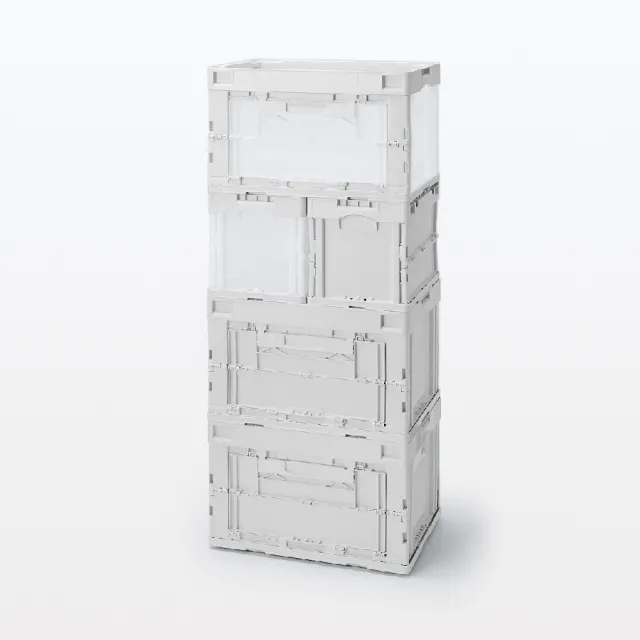 【MUJI 無印良品】聚丙烯折疊收納箱/附窗/50L/半透明 約寬53x深37x高32.5cm