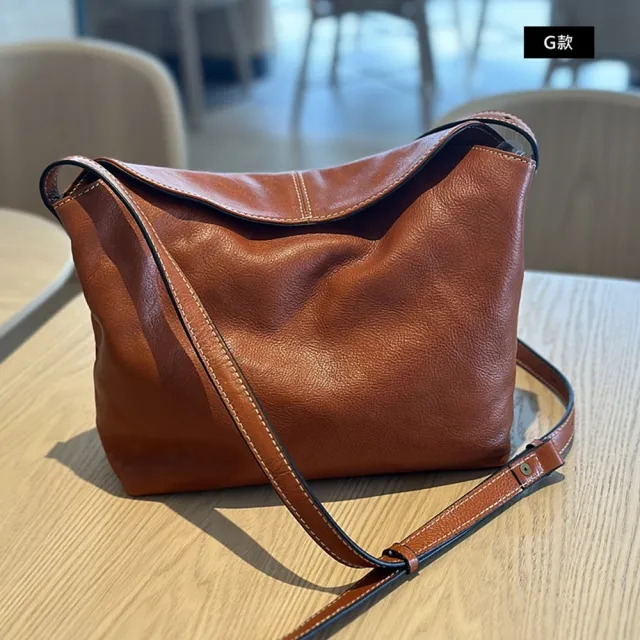 【巴黎精品】現貨+預購 真牛皮斜背包大容量通勤真皮革肩背包(簡約復古側背女包包3款t1a1mk14 C)