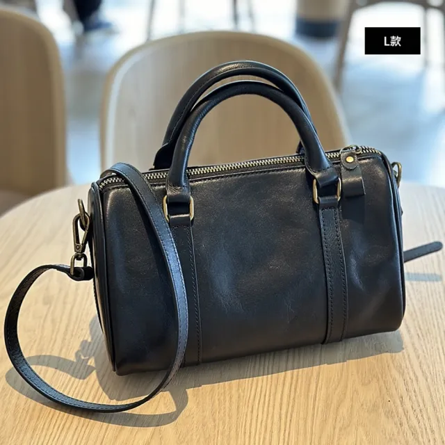【巴黎精品】現貨+預購 真牛皮枕頭包復古公事包真皮革手提肩背包(極簡側背斜背女包包3款t1a1mk13 C)