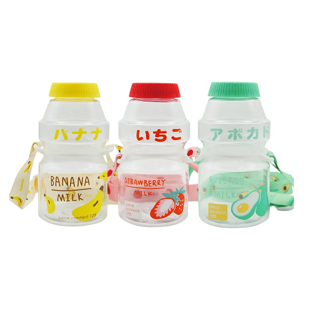 【GREEN BELL 綠貝】透明水果口愛多多瓶水壺470ml-附背帶2入組(兒童 幼兒 開學 可愛 耐摔 不含BPA)