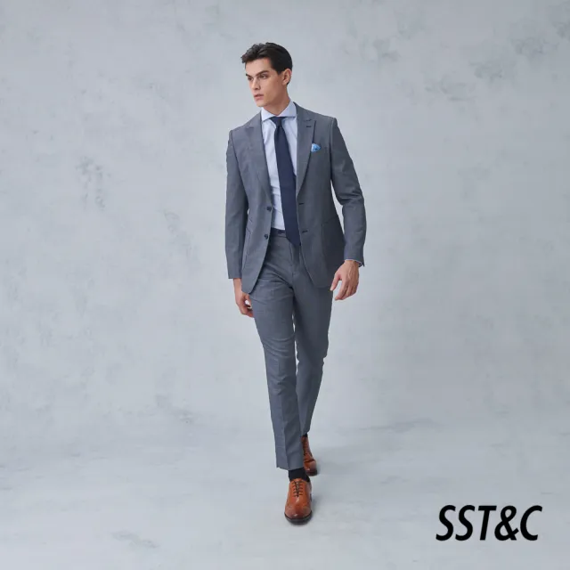【SST&C】男裝 藏青格紋裁縫西褲0212211003(雙11精選)