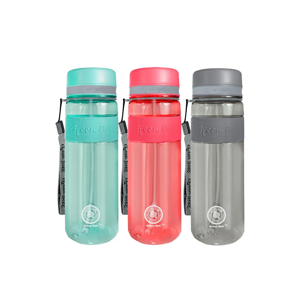 【GREEN BELL 綠貝】Tritan防滑吸管水壺800ml-3色任選(大容量 耐摔 易洗 運動 不含BPA)
