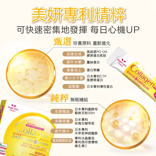 【Angel LaLa 天使娜拉】EX C皙榖胱甘肽膠原粉(15包/盒/檸檬/膠原蛋白/穀胱甘肽/神經醯胺/賴雅妍)