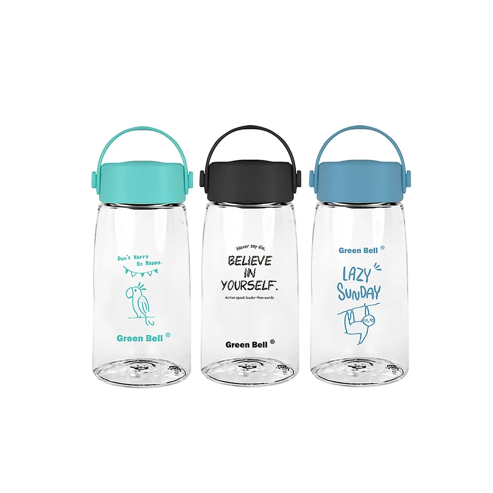 【GREEN BELL 綠貝】Tritan極簡塗鴉水壺360ml(寬口 提把 耐用 款式任選 不含BPA)