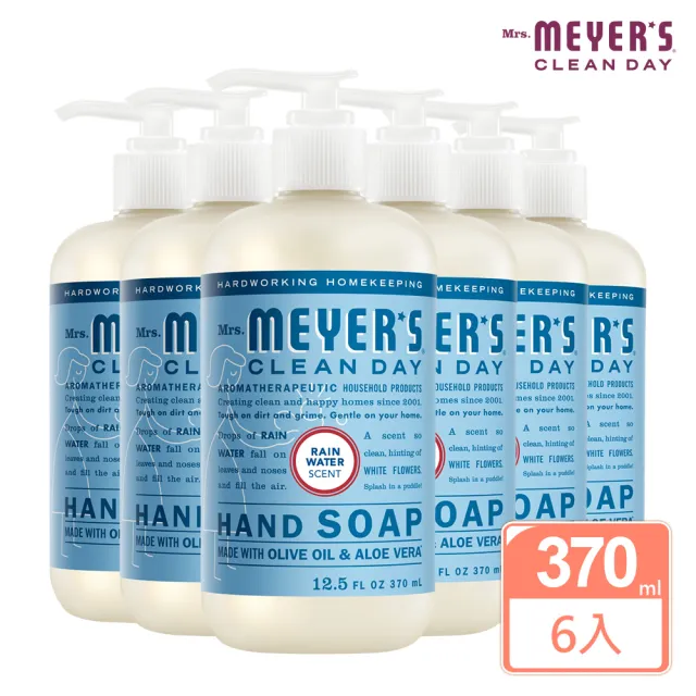 【Mrs.Meyers 梅耶夫人】雨露香氛洗手乳370mlx6(以晨露為靈感 大地氣息 英倫雨)