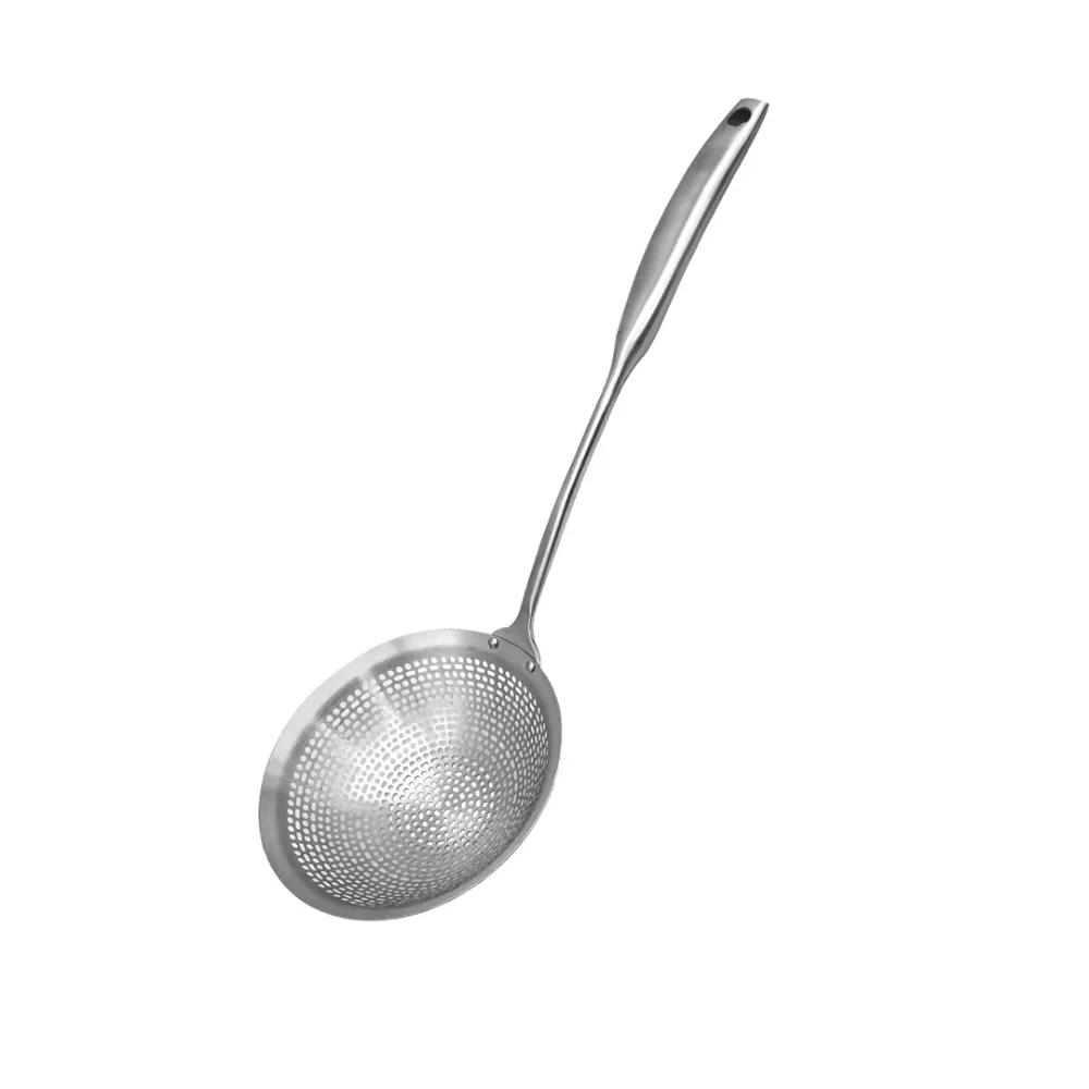 【GREEN BELL 綠貝】304不鏽鋼18cm多用途漏勺(防燙手柄 長柄 耐高溫 掛孔 撈麵 炸物 燙青菜 水餃 SGS)
