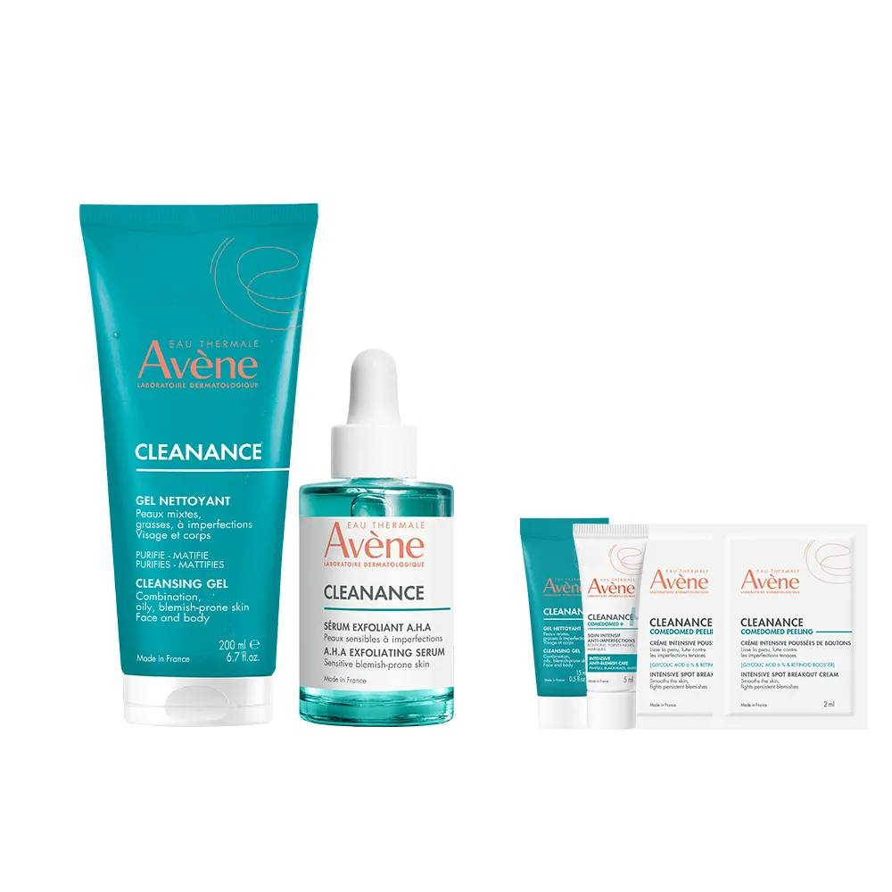 【Avene 雅漾】官方直營 控油清爽煥膚組(抗痘毛孔緊緻精華液+洗面乳)